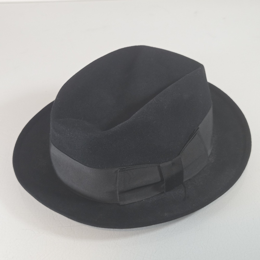 Vintage Knox New York Fedora Felt Hat Mens Size 7 1/8 Black Charlies Los Angeles